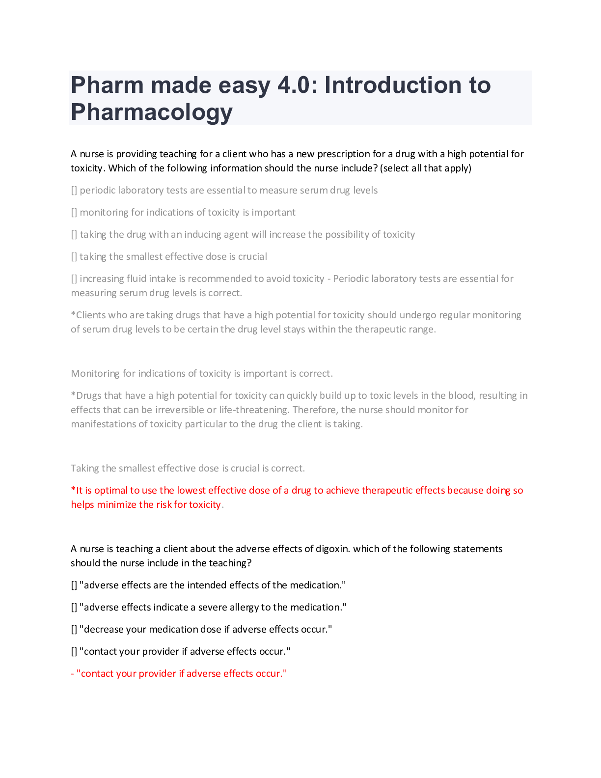 Preview image for Pharm made easy 4.0: Introduction to Pharmacology. Graded A+